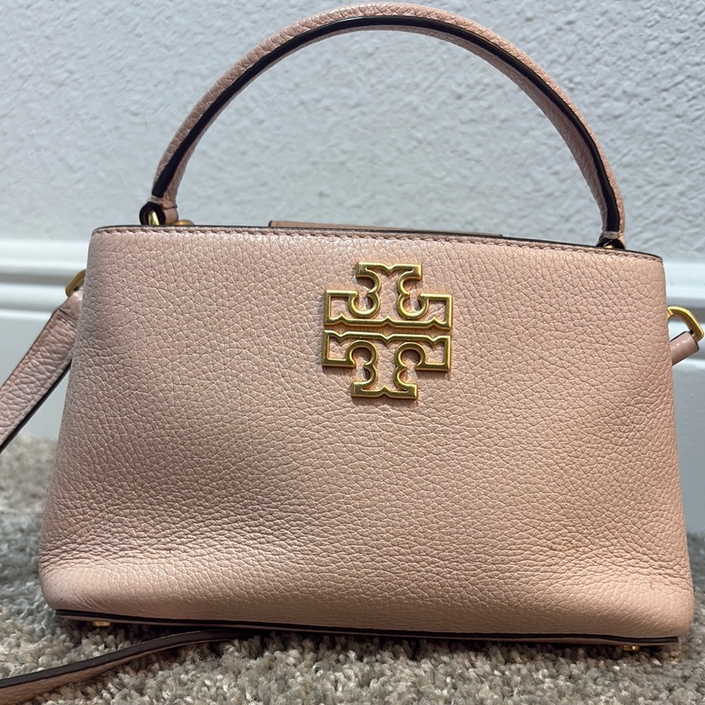 Tory Burch Pink Crossbody Bag Pebbled Leather